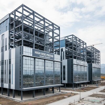 High Rise Prefabricated Steel Frame Houses Prefab Commercial Metal Buildings Seismic