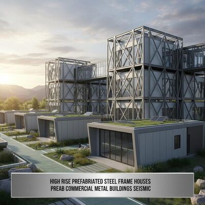 High Rise Prefabricated Steel Frame Houses Prefab Commercial Metal Buildings Seismic