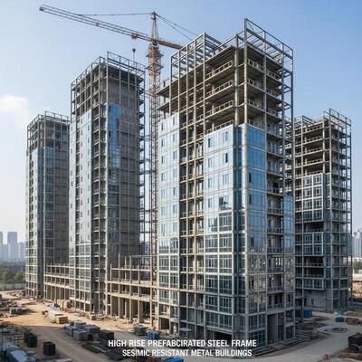 High Rise Prefabricated Steel Frame Houses Prefab Commercial Metal Buildings Seismic